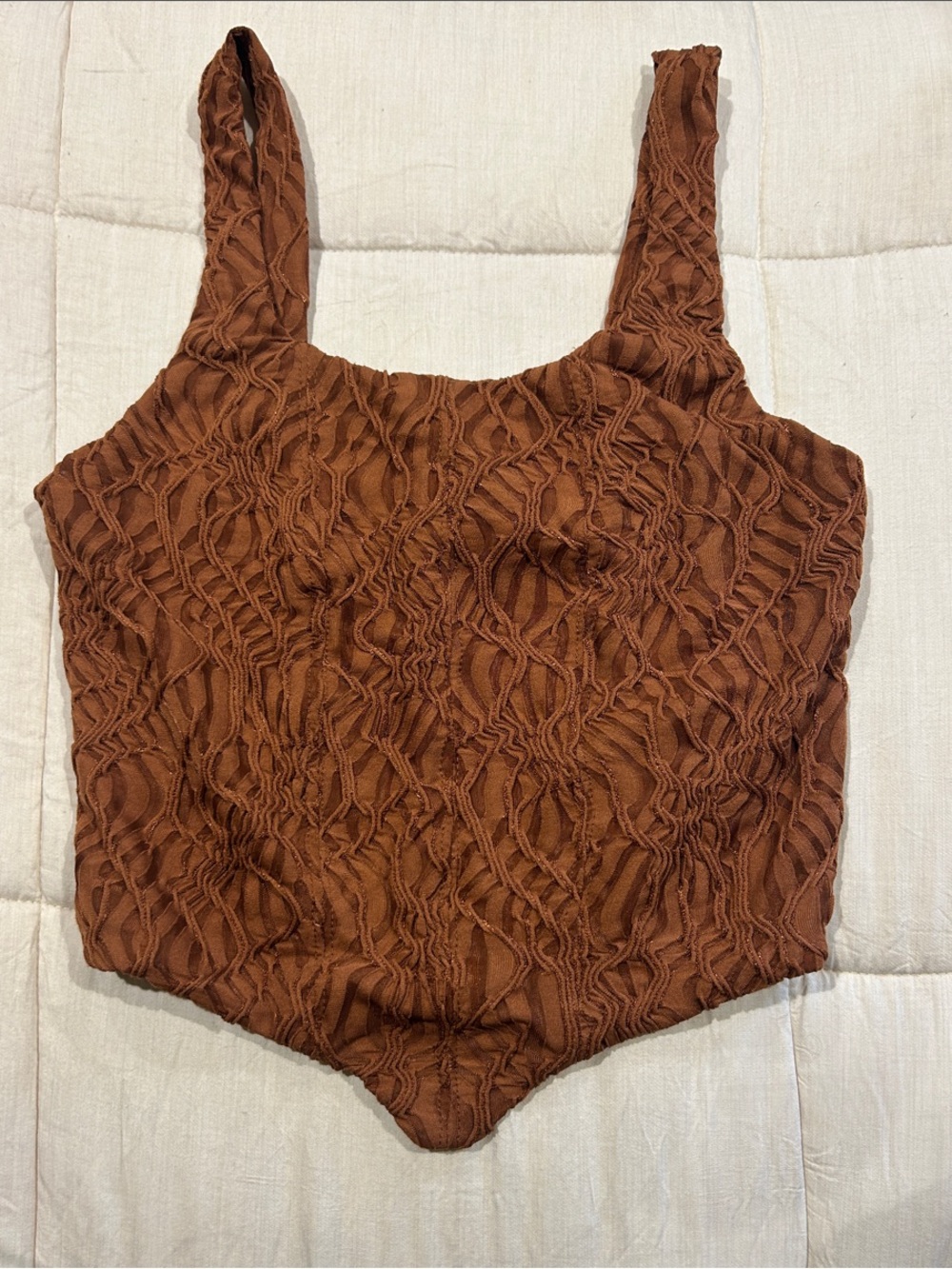 Willow Rust Brown Textured Strap Tank Bodysuit